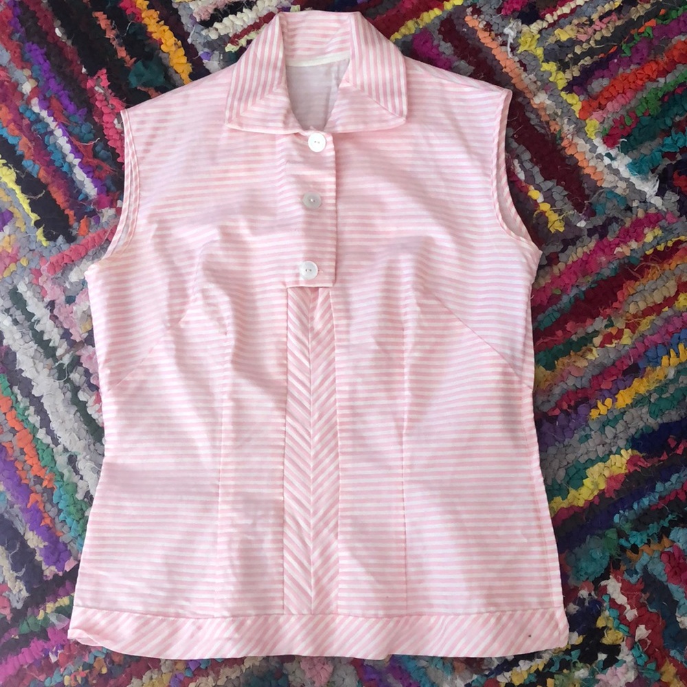 Vintage Pink/White Striped Shirt